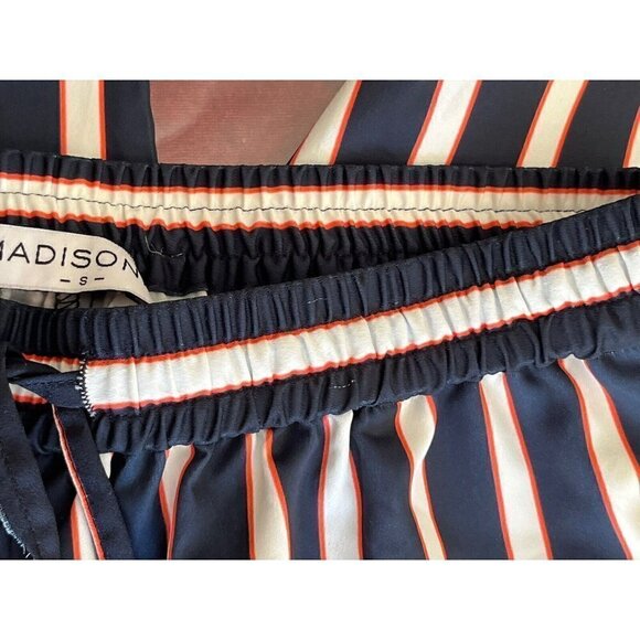 Madisonne Womens Blue Striped Drawstring Wide leg Pants Size S - Picture 4 of 14